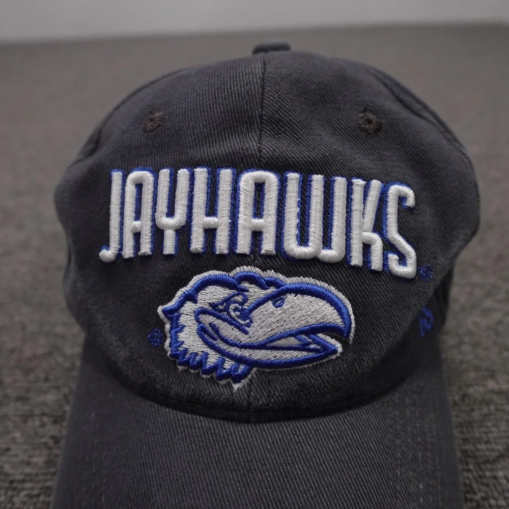 Kansas Jayhawks Hat Cap Strap Back One Size Blue NCAA Basketball Signatures